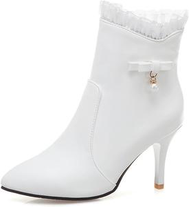 Женские модные ботильоны с заостренным носком, на высоком каблуке-стилете, с молнией, зимние элегантные короткие ботинки JOEUSTY, White