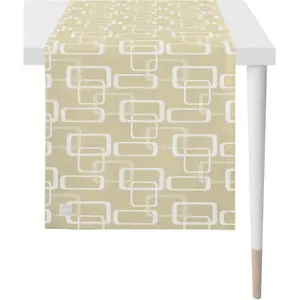 Дорожка для стола 3966 Outdoor, летний декор, лето жаккардовая ткань Apelt, песочный/белый