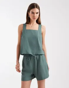 Зеленые льняные шорты из бумажной сумки с завязкой на талии Vero Moda