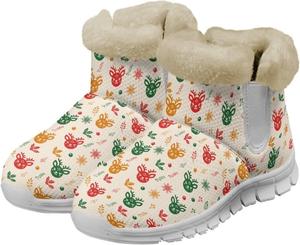 Женские зимние ботинки для Рождества с меховой подкладкой, теплые и удобные, легкие, противоскользящие, для прогулок, размеры США 6-12 Fuxowvby, Christmas Deer
