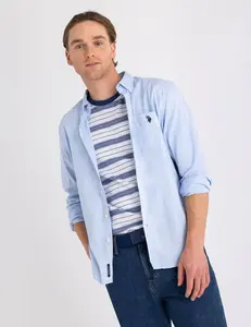Рубашка U.S. Polo Assn Solid Stretch Poplin Long Sleeve, голубой