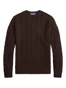 Джемпер с круглым вырезом и фактурной вязкой Ralph Lauren Purple Label, коричневый