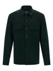 Рубашка на пуговицах с нагрудным карманом Zegna, зеленый