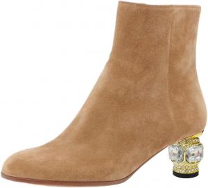 Женские ботильоны FSJ с круглым носком, камнями, невысоким каблуком, модные, с боковой молнией, повседневные, для выпускного, туристические, размеры 37-44, Khaki Wildleder