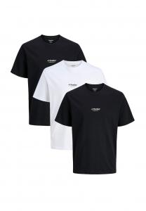 Футболка Jack & Jones 3ER PACK SOHO, Schwarz Weiß/Mottled Black