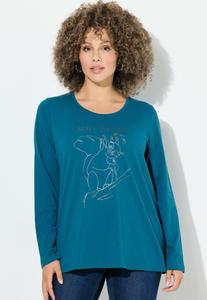 Топ Ulla Popken WEIHNACHTSMOTIV, CLASSIC, RUNDHALS, Petrol/Teal