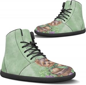 Женские кеды босиком высокие модные с нулевым перепадом подошвы, широкий размер, из PU кожи, на шнуровке, подарки на День святого Валентина, День святого Патрика, Пасху, размеры US 6-13.5 Quxjehoe, Lucky Puppy