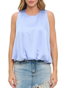 Атласный топ-блузон Renee C., синий