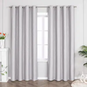 Плотные шторы с люверсами, 145x140 см, плотные (1 шт.), шторы с люверсами и серебристыми полосками для спальни, гостиной, светло-серые Joyswahl