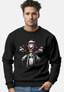 Толстовка Neverless WEIHNACHTEN BAD SANTA BIKER MOTORRAD AUFDRUCK RUNDHALS FASHION STREETWEAR, Schwarz/Anthracite