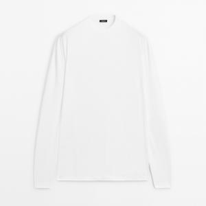 Футболка Massimo Dutti Long Sleeve Medium Weight Cotton, белый