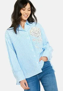 Вышитая полосатая блузка на пуговицах Lolaliza, Blue Pastel