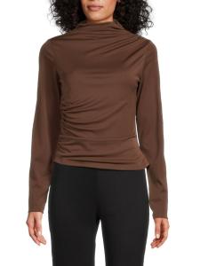 Трикотажный топ из джерси с драпировкой и имитацией водолазки Area Stars, коричневый