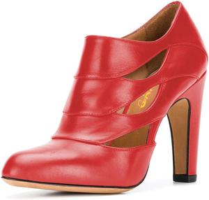 Женские ботильоны XYD на массивном каблуке с круглым носком и вырезами, с боковой молнией, Red
