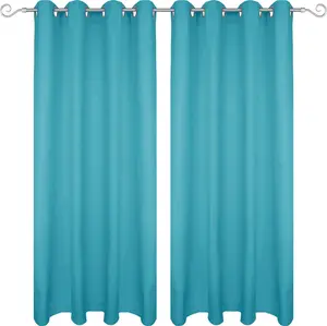 Штора на люверсах 140x225 см (ширина x длина) бирюзового цвета, непрозрачная штора, штора на люверсах во многих вариациях Bestgoodies