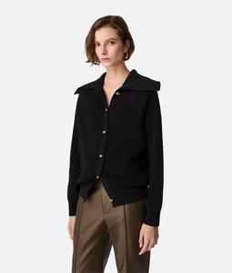 Cotton rib cardigan BOTTEGA VENETA, черный