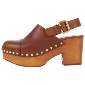 Chloé Туфли-лодочки Chloe Jeannette на массивном каблуке 8 см, женские, коричневые