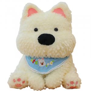 Плюшевая кукла щенка вест хайленд в шарфе, высота 30см/40см/60см Click, синий