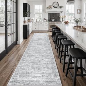 Ковровая дорожка Soalmost Washable для кухни, 77х366 см, серый