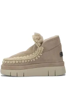 Ботинки на платформе с отделкой крючком Mou, бежевый