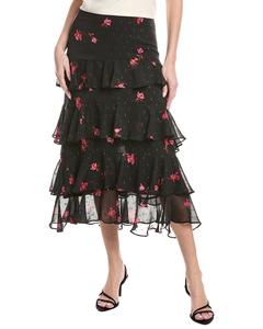 Юбка-миди CeCe с оборками, черный