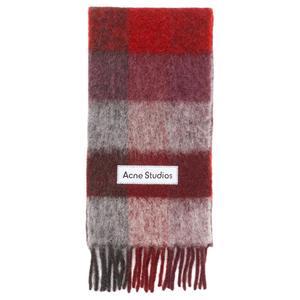 Клетчатый шарф с нашивкой с логотипом Acne Studios, красный/черный