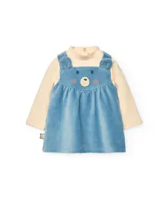 Детский комплект из футболки с длинным рукавом и вельветового платья Boboli, синий/бежевый