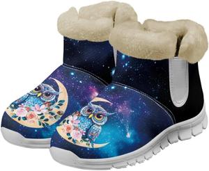 Женские зимние ботинки на щиколотку chaqlin Owl с противоскользящей подошвой, утепленные фланелевой подкладкой и мехом, с плоским каблуком, легкие, удобные, для холодной погоды, повседневные и рабочие, Galaxy Owl Moon