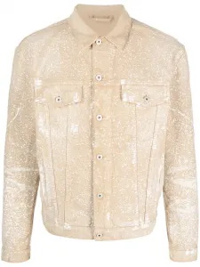 Джинсовая куртка-рубашка с эффектом разбрызганной краски Heron Preston, коричневый