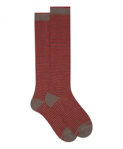 Мужские длинные хлопковые бежевые полосатые носки Windsor Gallo, мультиколор