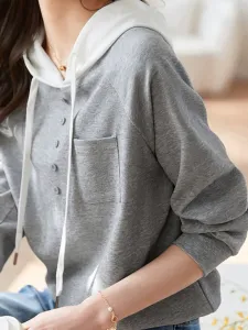 Женская толстовка с пуговицами и необычным материалом Doux Belle, цвет Gray