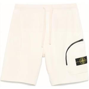 Шорты с завязками и нашивкой с логотипом STONE ISLAND, слоновая кость