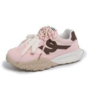 BINGO DUCK Дышащие легкие женские низкие кеды с амортизацией и эффектом увеличения роста розовые, цвет Pink