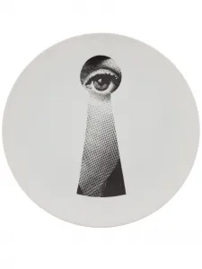 Тарелка с черным принтом Fornasetti, белый