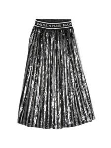 Balmain Kids плиссированная юбка с пайетками, черный