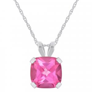 Ожерелье с кулоном из 10-каратного золота с розовым топазом, 6 мм Glistening Jewels, 10K White Gold