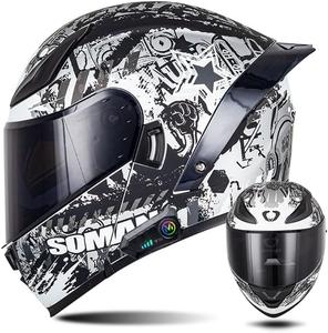 Шлем мотоциклетный XLYTK01 SMCXKS Bluetooth, черный / белый