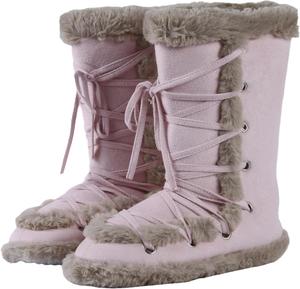 Мягкие тапочки для женщин, милые теплые домашние ботинки с помпонами, противоскользящие для дома Amzhom, Pink