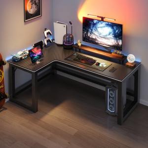 Игровой стол Naijia угловой, компьютерный стол на двоих, домашний письменный стол с полками, L-образная столешница 120x100 см, левая модель Carbon Fiber