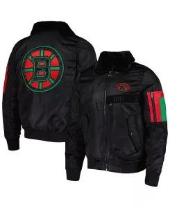 Мужская худи x Ty Mopkins Black Boston Bruins Black History Month Varsity на молнии Starter