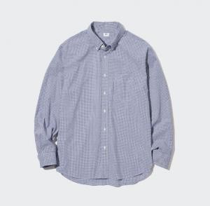 Рубашка с длинным рукавом из сверхтонкого хлопкового сукна Uniqlo Extra Fine Cotton Broadcloth Long Sleeve, синий