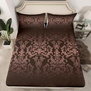 Erosebridal Роскошный комплект постельного белья Ombre Flower в стиле викторианского барокко, дамасский узор, экзотический коричневый цвет, Multi 42