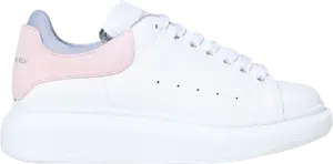 Кроссовки Alexander McQueen Wmns Oversized Sneaker Double Heel Tab - White Pastel Pink, белый