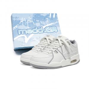 Medd Увеличивающие высоту амортизирующие низкие скейтерские кроссовки унисекс бело-серые в коробке, цвет White Gray Box