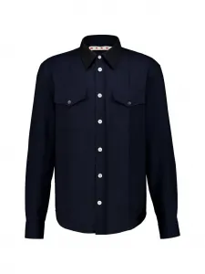 Рубашка с длинными рукавами и нагрудным карманом Marni, синий