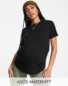 Черная футболка с круглым вырезом из смесового хлопка ASOS DESIGN Maternity - BLACK