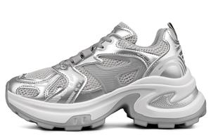 Женские кроссовки WENPU серебристые амортизирующие дышащие легкие на платформе низкие массивные