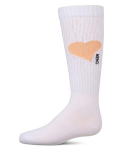 Высокие носки для девочек старшего возраста с логотипом в виде сердечка MeMoi, White