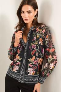 Блузка с длинными рукавами и воротником стойкой Lipsy, черный