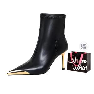 Ботильоны женские, черные/кофейные BIGTREE, Black+Shopping Bag